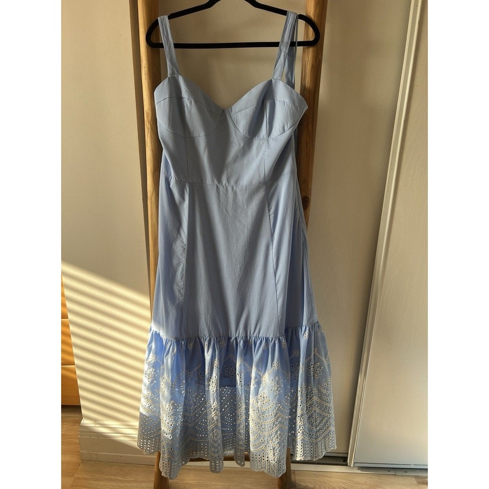 Steve Madden Womens Blue/White Sweetheart Sleeveless Strappy Midi Dress XL
